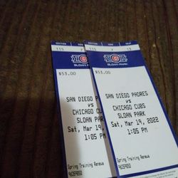 2 Tickets Sec.  115 Row 7.   7 Rows  Up.   Between The Bag.  $75.00