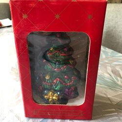 Handpainted Molded Christmas Tree Ornament, 7” Tall - NEW