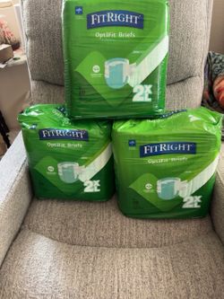 3 New FitRight OptiFit Adult Briefs – 2XL – Factory Sealed