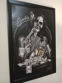 ~ Bandida' BIG FRAMEDno Glass To Show Off Yhe Canvas Look&Feel Of This Beautiful Black And White Portait By David GONZALEZ