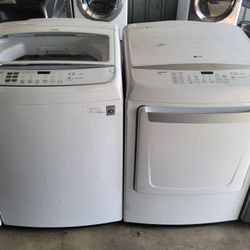 LG MEGA CAPACITY 5.8cu FT Top Load Washer And Gas Dryer Set 