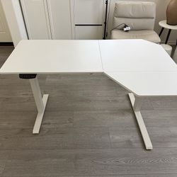 L-Shaped Electric Standing Desk - White
