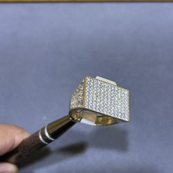 14KT GOLD MENS RING CZ 