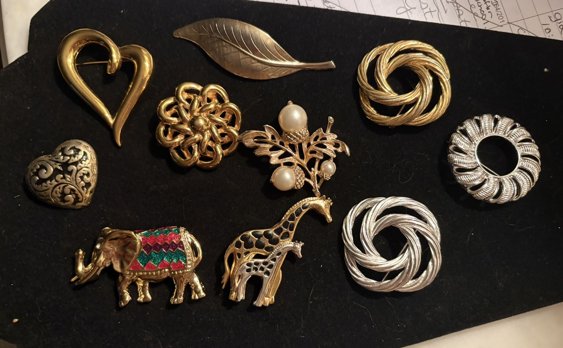 Ten Vintage Pin/ Brooches Some Marked