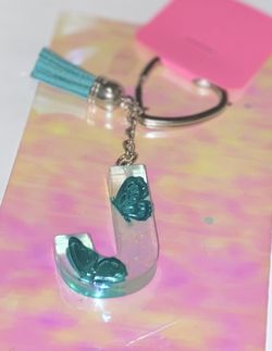 Aqua Letter J Keychain