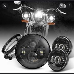 black Headlight And Passing Lights Led For Motorcycle 