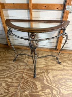 hallway table half round with Glass