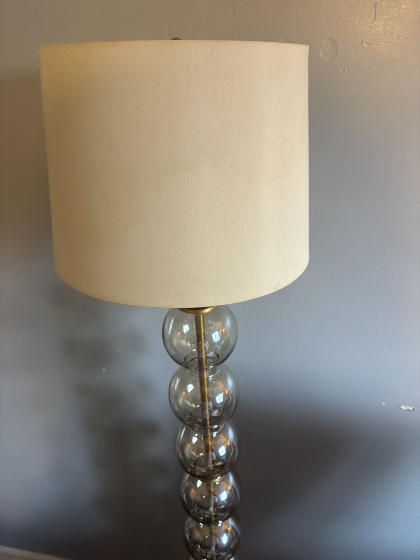 Floor Glass Lamp Gold Trim/ 45.00 / Pick Up Only