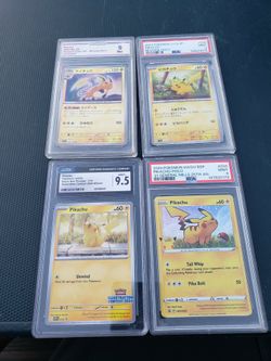 4 Graded Pokémon Pikachu for $350! 3 Shining Pikachu Pokémon $225!  9 Single raw Pikachu Collection $300! All for $800! Or trade are welcome