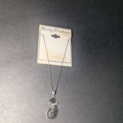 Sterling Silver Cat Pendant Necklace – Black & White CZ – 925 – New w/ Tag
