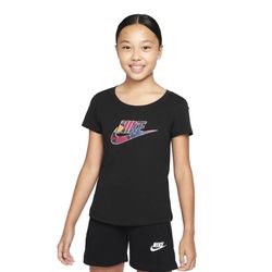 NEW Nike Sportswear Girls XL Floral Futura Scoop Tee - Black (DO1320-010)