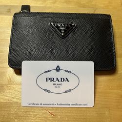 Prada Saffiano black leather wallet
