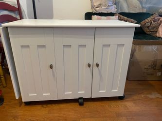 Sauder folding sewing and craft cart in soft white