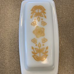 Vintage Pyrex Butterfly Gold Butter Dish