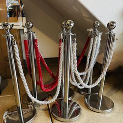 stanchion steel post 2 color velvet rope red and silver 