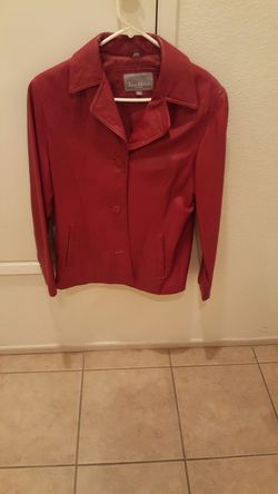 Med red leather jacket