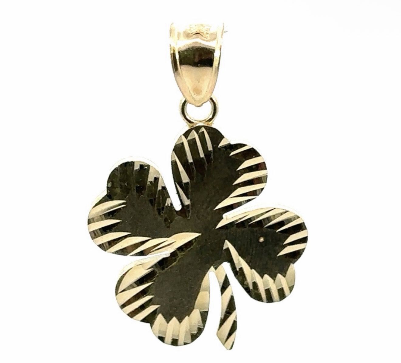 Men’s Woman’s 10k Yellow Gold Four Leaf Clover Charm Pendant For Necklace GP3122695