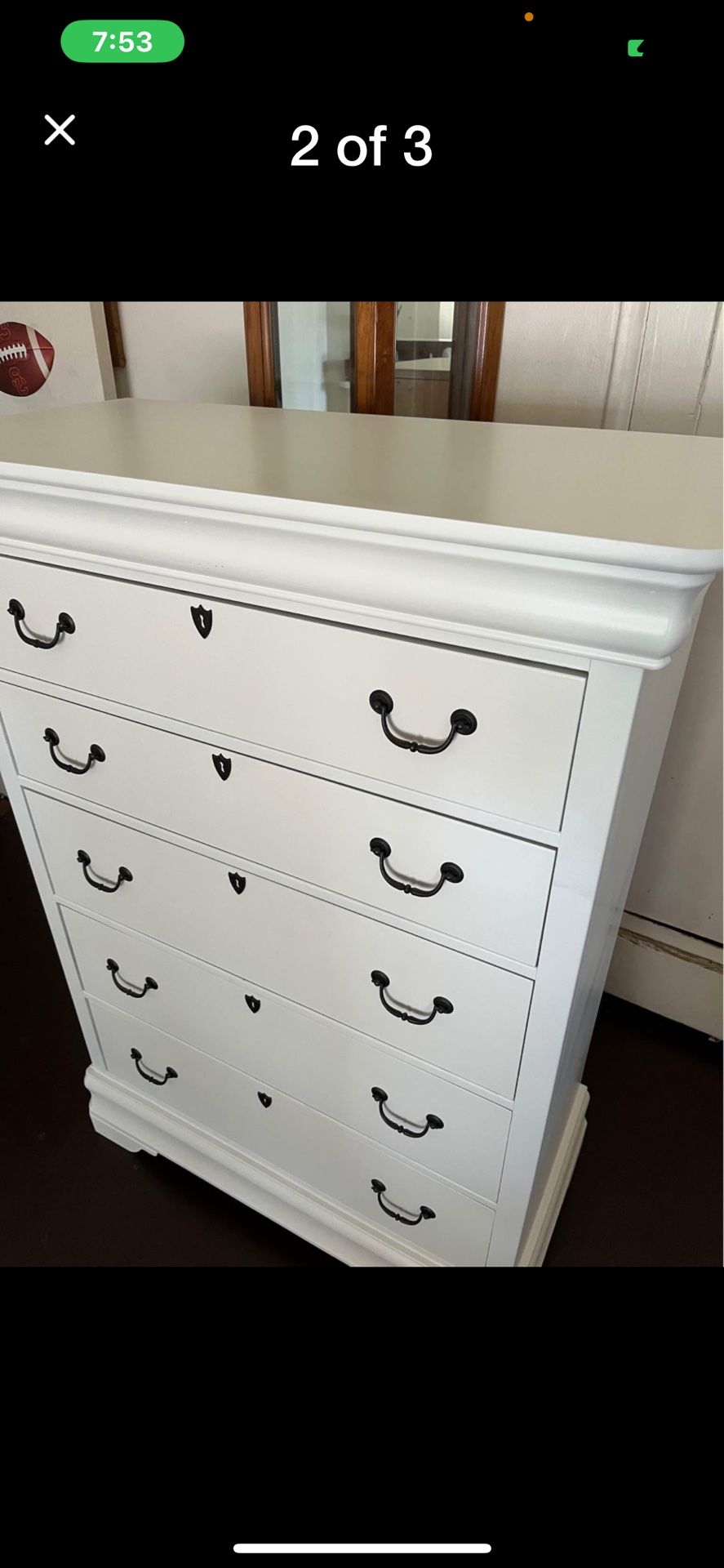 White 5 Drawer Tall Dresser