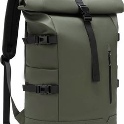 New Dark Green Roll Top Backpack Laptop Travel