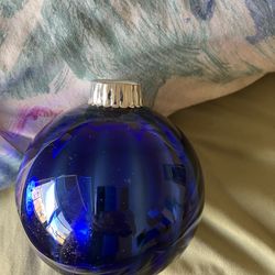 Candle holder Dept 56 blue glazed