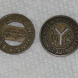 VINTAGE 1950 El Paso Bus Lines Token & VINTAGE 1970 New York Transit Authority Token
