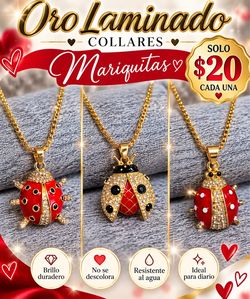 Gold-Plated Ladybug Pendant Necklace