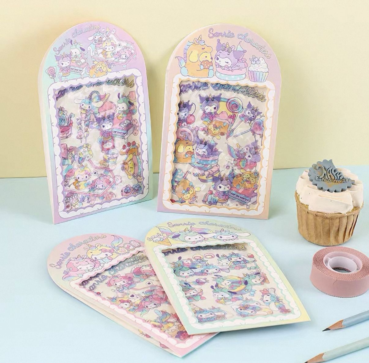 Sanrio Collection unicorn cupcake party cute kawaii kitsch holographic sticker