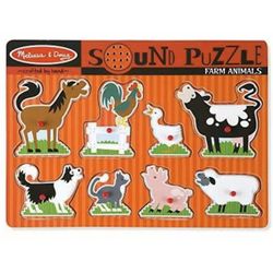 Melissa & Doug Vintage Farm Animals Sound Puzzle - Wooden Puzzle With Sound Effects