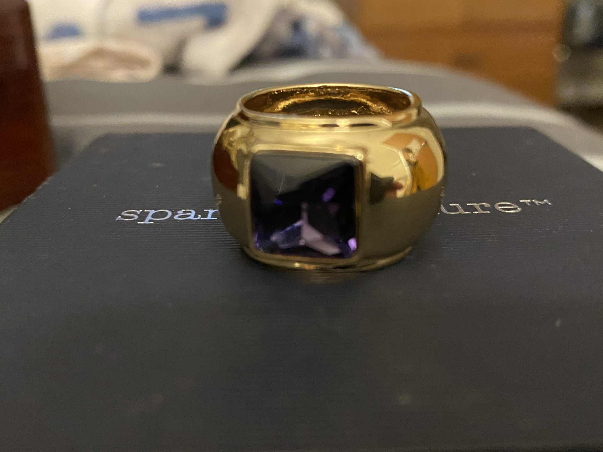 Gold Plated Ring With Purple Stone
