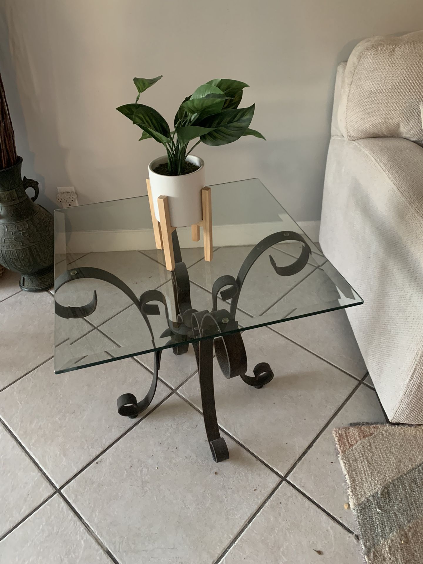 Pair Of Glass Top End Tables