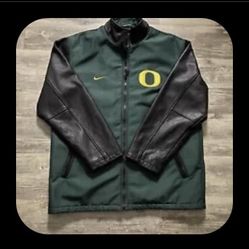 Vintage Oregon Ducks Jacket w/Leather Sleeves 