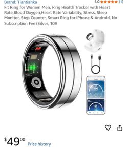 Tiantianka Smart Health Tracker Ring Silver Size 8