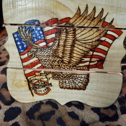 Handrail Pyrography Colored Woodburned Picture