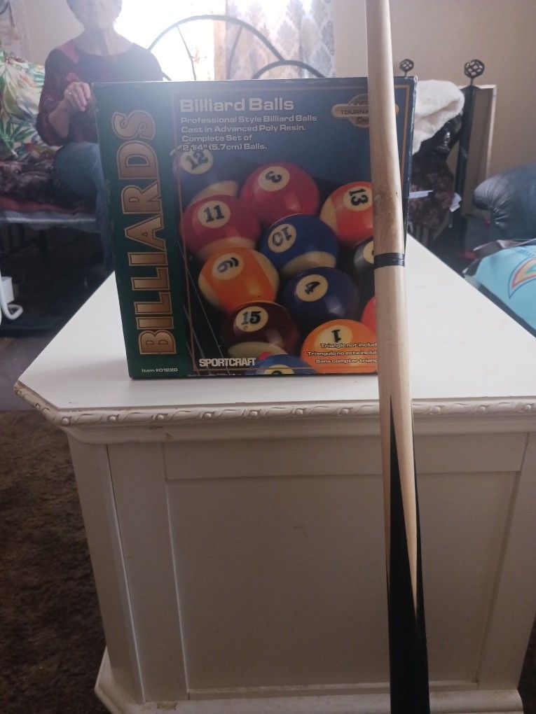Billard Balls And Cue