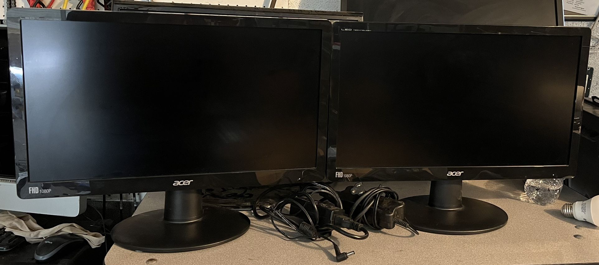Acer 19.5” Led Computer Montiors - Matching Pair - Dual Monitor Setup - 1080p