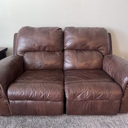 Brown Leather Loveseat 