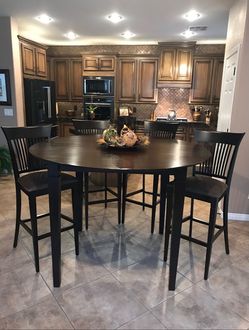 Pub Height Round Dining Table & 6 Chairs