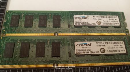 Crucial 4GB (2x2GB) DDR3-1600 PC3-12800U 240-Pin DIMM RAM CT25664BA160B.C8FKD