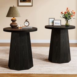 Far-mhou-se R-ound End T-able with Octagonal Base (Set of 2)
