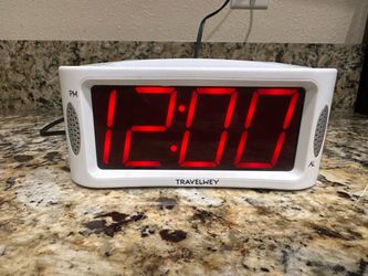 Travelwey LED Digital Alarm Clock – Large Red Display – White