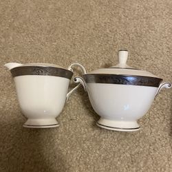 Mikasa Crown Jewel Platinum Creamer And Covered