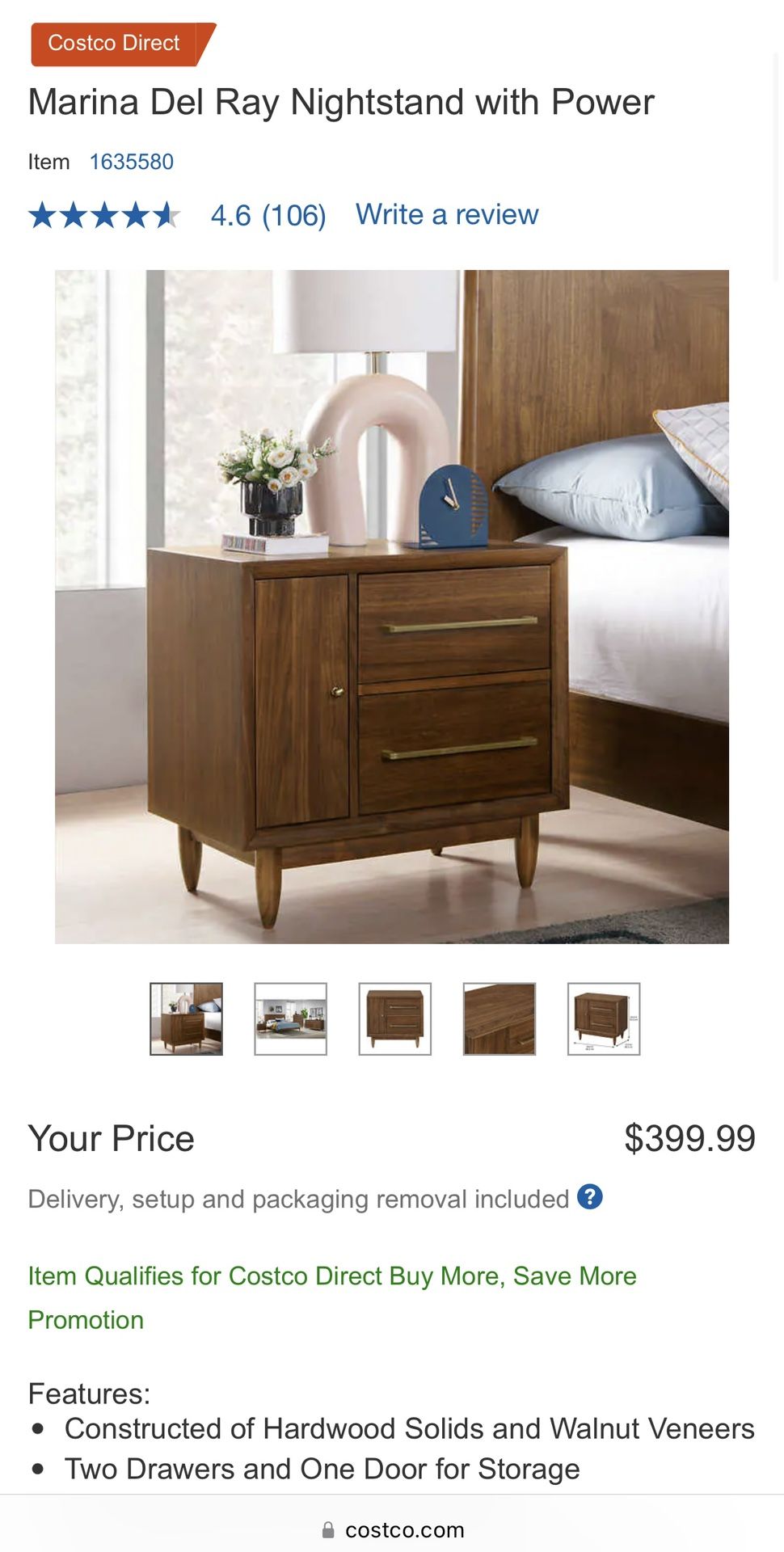 New‼️ Free Delivery Marina Del Ray Nightstand with Power