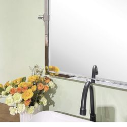 TEHOME Chrome Pivot Mirror Tilt Bathroom Mirror in Polished Nickel Tilting Beveled Vanity Mirrors in Chrome, 28.5x36'' 