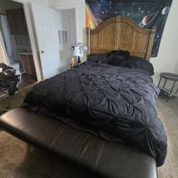 queen bed frame with foot bench attached