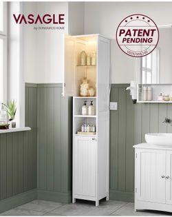 Bathroom Tall Storage Cabinet with Lights