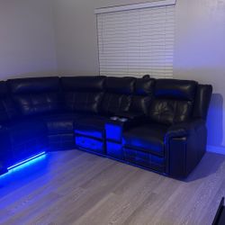 black electric sofa with lights