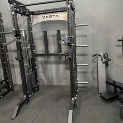 PRO SERIES Ultimate Half Rack Functional Trainer, Adjustable Bench, 260lb Bumper, 7ft Barbell 