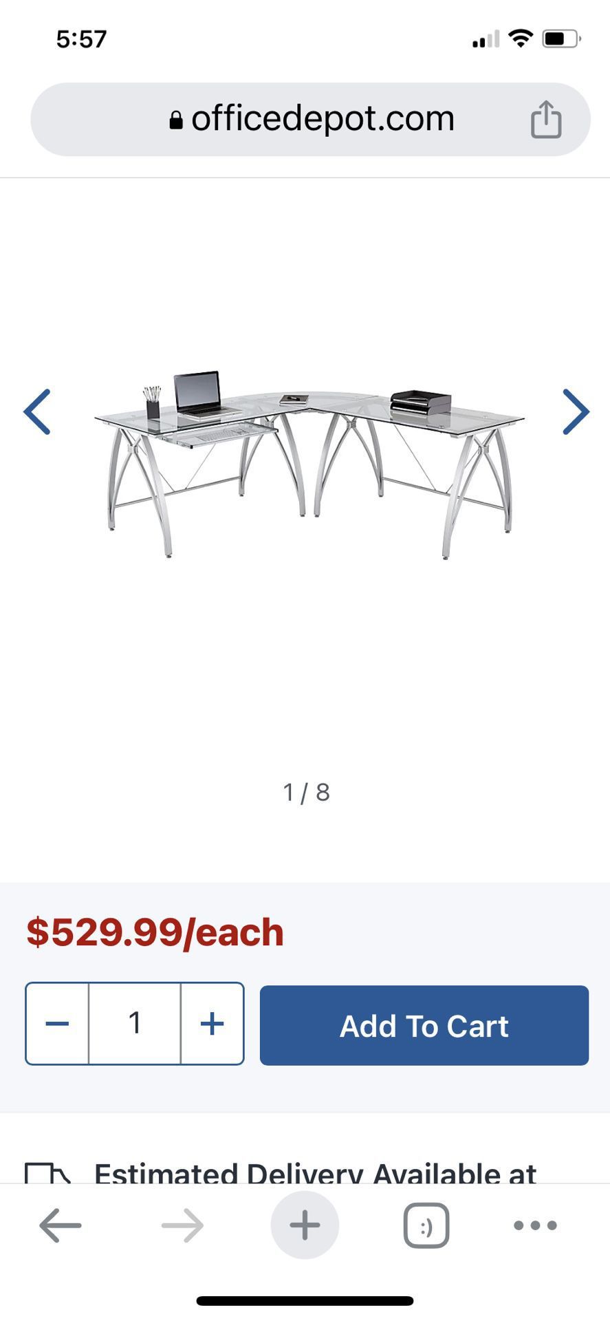 Vista Glass L Shape Computer DeskSilver $ 200