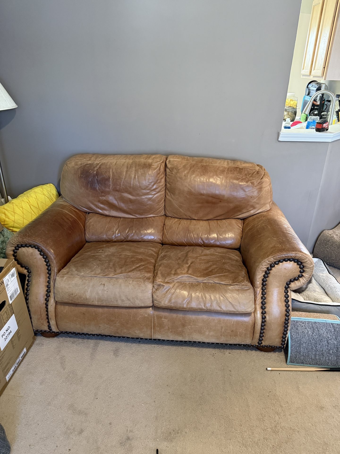 Leather loveseat