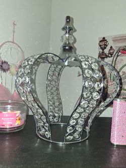 Silver Crystal Queen Crown Decorative Centerpiece